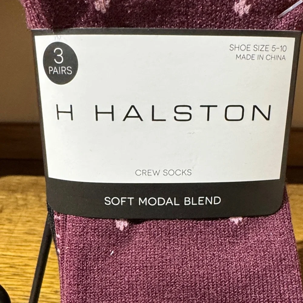 H by Halston Black and Purple Crew Socks Set